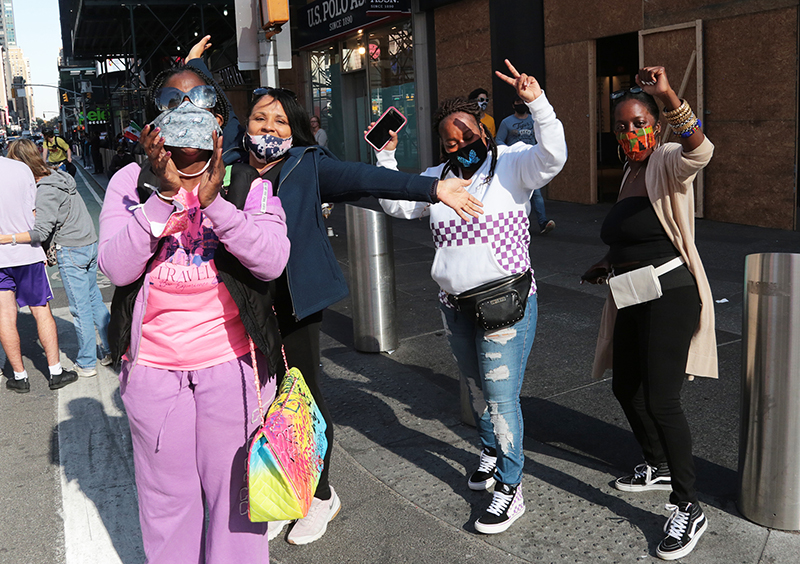 2020 Election Celebrations : New York City : Times Square : Richard Moore : Photographer : Photojournalist